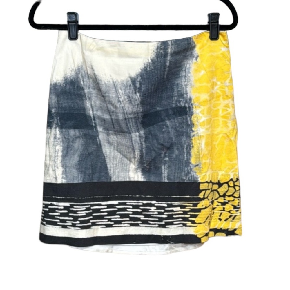 ELIE TAHARI Black and Yellow Abstract Mini Skirt. Size 6 - Picture 3 of 14